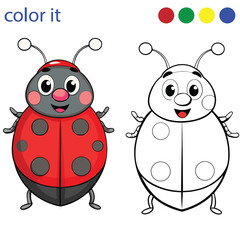 Cute Ladybug Coloring Page for Kids – Cartoon Insect Line Art Printable Activity