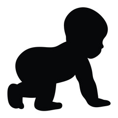 Silhouette of a crawling baby on a white background in vector format