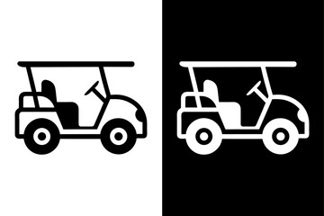 Golf Cart Vector Silhouette Crisp Black on White Clipart Design.