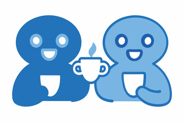 Vector of Coworkers Discussing Stress Over Coffee in a Mental Health-Friendly Workplace on White Background