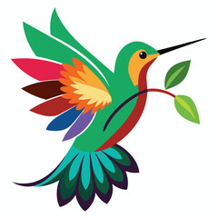 Obraz premium A vibrant-and-colorful-logo-featuring-a-hummingbird. 