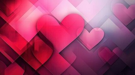 Colorful geometric hearts create a visually appealing display against a textured background, enhancing the atmosphere with love and creativity during a celebration