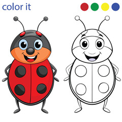 Cute Ladybug Coloring Page for Kids – Cartoon Insect Line Art Printable Activity