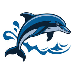 Obraz premium Dolphin retro logo illustration creature dynamic vector illustration