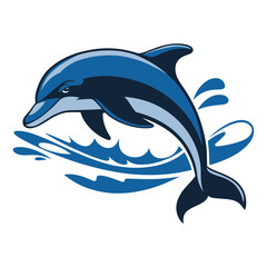 Obraz premium Dolphin retro logo illustration creature dynamic vector illustration