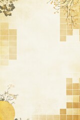 Fototapeta premium Vintage-inspired, light beige, textured background with subtle floral and branch motifs, and mosaic-like pattern