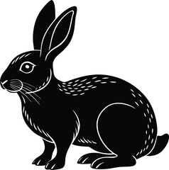 Black Silhouette Of Rabbit