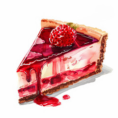 Cake Watercolor. Festive Cake. Dessert. Hand drawn watercolor food illustrations. Sweet Pie. Perfect for delicacy marketing, dessert menu, pastries. Illustration for culinary website, menu, books.