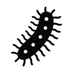 Stylized black bacteria with flagella and internal structures vector graphic