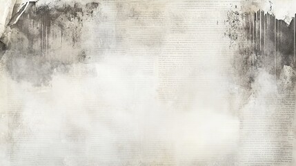 Recycled white paper with a rough texture is the background. It looks like old newspaper or a vintage page. The paper has creases and space for writing.
