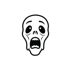 Cartoon skull with open mouth outline style for halloween design