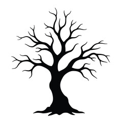 Silhouette vector illustration of a bare tree isolated on white background
