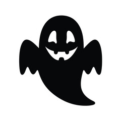 Halloween black ghost silhouette spooky smiling face icon design for holiday