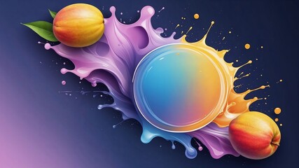 Colorful Fruit Splash with Gradient Background  