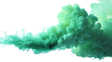 green smoke plumes isolated on white transparent background