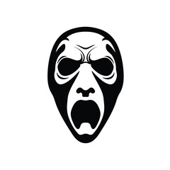 Stylized scream mask vector illustration for horror halloween designs and spooky themes