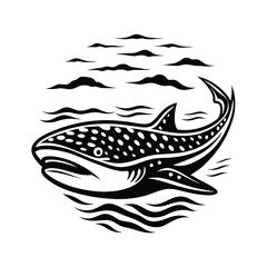 Whale Shark Silhouette Majestic Underwater Creature with Spot Pattern & Ocean Waves