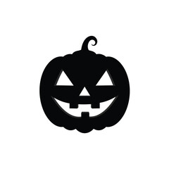 Simple black halloween pumpkin with smiling face vector illustration icon