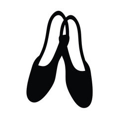 Black silhouette of elegant woman's slippers crossed on a white background