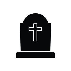 Fototapeta premium Simple gravestone illustration with cross symbol for funeral and cemetery design