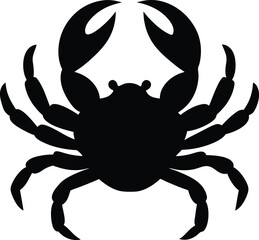silhouette of a crab with claws raised on white 