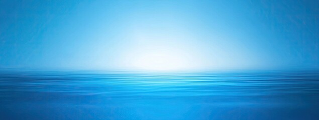 Ocean waves under blue sky with white glare, calm waterscape, serene background