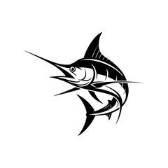 Majestic Sailfish Silhouette: A bold, minimalist illustration of a sailfish, showcasing its distinctive fin and spear-like bill, symbolizing power and marine beauty.