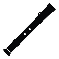 A Simple Black and White Silhouette of an Old Wooden Flute Instrument