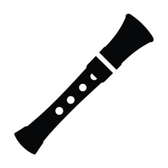 Silhouette of a recorder wind instrument with clearly visible finger holes