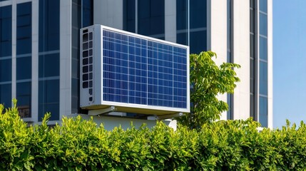 Fototapeta premium Modern Solar-Powered Air Conditioning Unit on Office Building