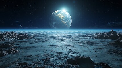 Glowing craters alien surface photo