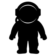 Silhouette of a tiny astronaut ready for space exploration in black