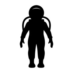 Stylized silhouette of an astronaut standing upright in full space suit