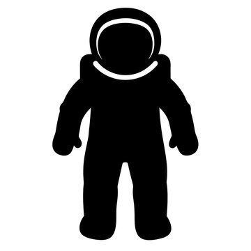 Silhouette of an astronaut or cosmonaut in a spacesuit standing upright