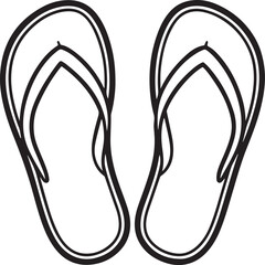 flip flops line art, black outline, vector and illustration, coloring book page line art drawing