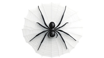 Obraz premium Spider on Web Detailed Illustration of a Black Spider in Its White Web Perfect for Halloween