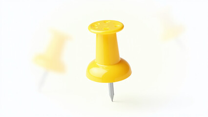 Realistic yellow pushpin for bulletin boards, Bright gloss and defined shadows, High-resolution stationery design, Isolated on a transparent background
