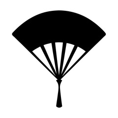 Elegant Silhouette of a Traditional Asian Hand Fan with Bamboo Frame