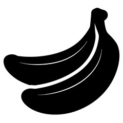 Stylized graphic illustration of a bunch of two bananas in black silhouette