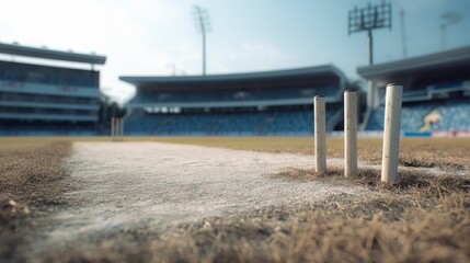 Fototapeta premium Cricket Stadium Pitch Wickets Sports Ground