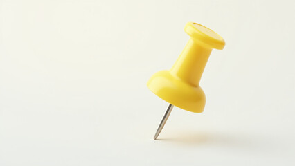UI-style yellow pushpin with depth, Clean edges and soft surface reflections, Digital-ready icon for notes, Isolated on a transparent background
