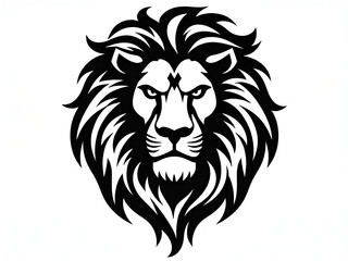 Fototapeta premium Lion Face Silhouette SVG – Black and White Vector of Majestic Lion Head