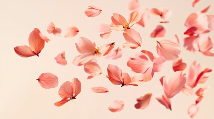 Beautiful Petal Flowers Floating in Spring Air