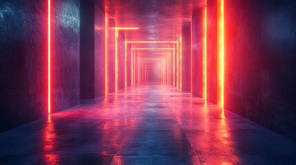 Neon Light Corridor Background