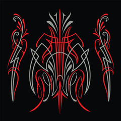 Pinstriping Red and gray Colors old school illustration