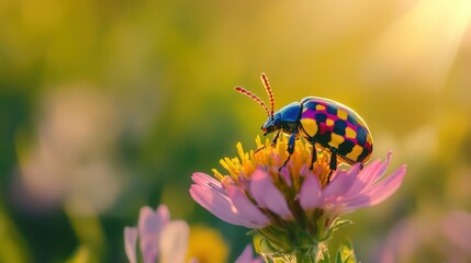 Insect on pink flower macro