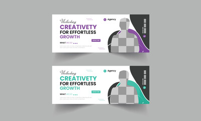 Professional business facebook cover page timeline web ad banner template with photo place modern layout white background and Vivid red shape and text design