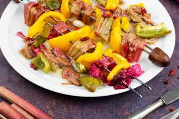 Grilled Red Rhubard Sticks.