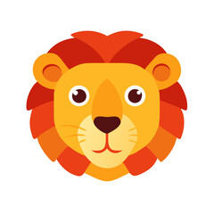 Vector - designed cute cartoon lion head with red mane and yellow face, great for animal - related, children's, and wildlife - themed projects in a vibrant design style.