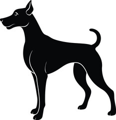 silhouette of a dog in playful pose on white 